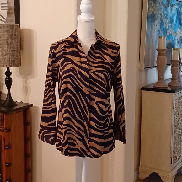 EUC Taylor Gold Label Non-Iron Animal Print Shirt Size 10 - Picture 1 of 5